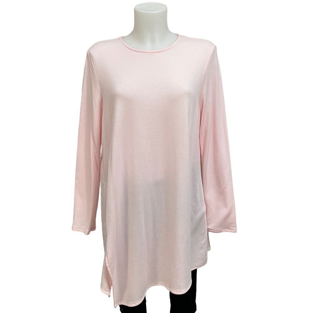 PUREJILL luxe Tencel Powder Pink Longsleeve‎ Round Neck Tunic Top size medium